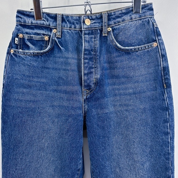 Lovers + Friends Reece High Rise Rigid Slim Straight Distressed Jeans Size 26 - Picture 3 of 8